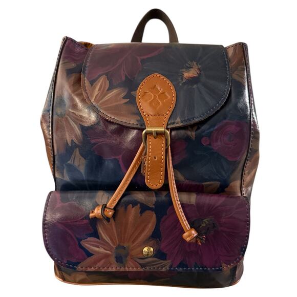 Patricia Nash Leather Drawstring Bucket Floral Backpack Purse Soft Lined Pockets - Picture 2 of 16